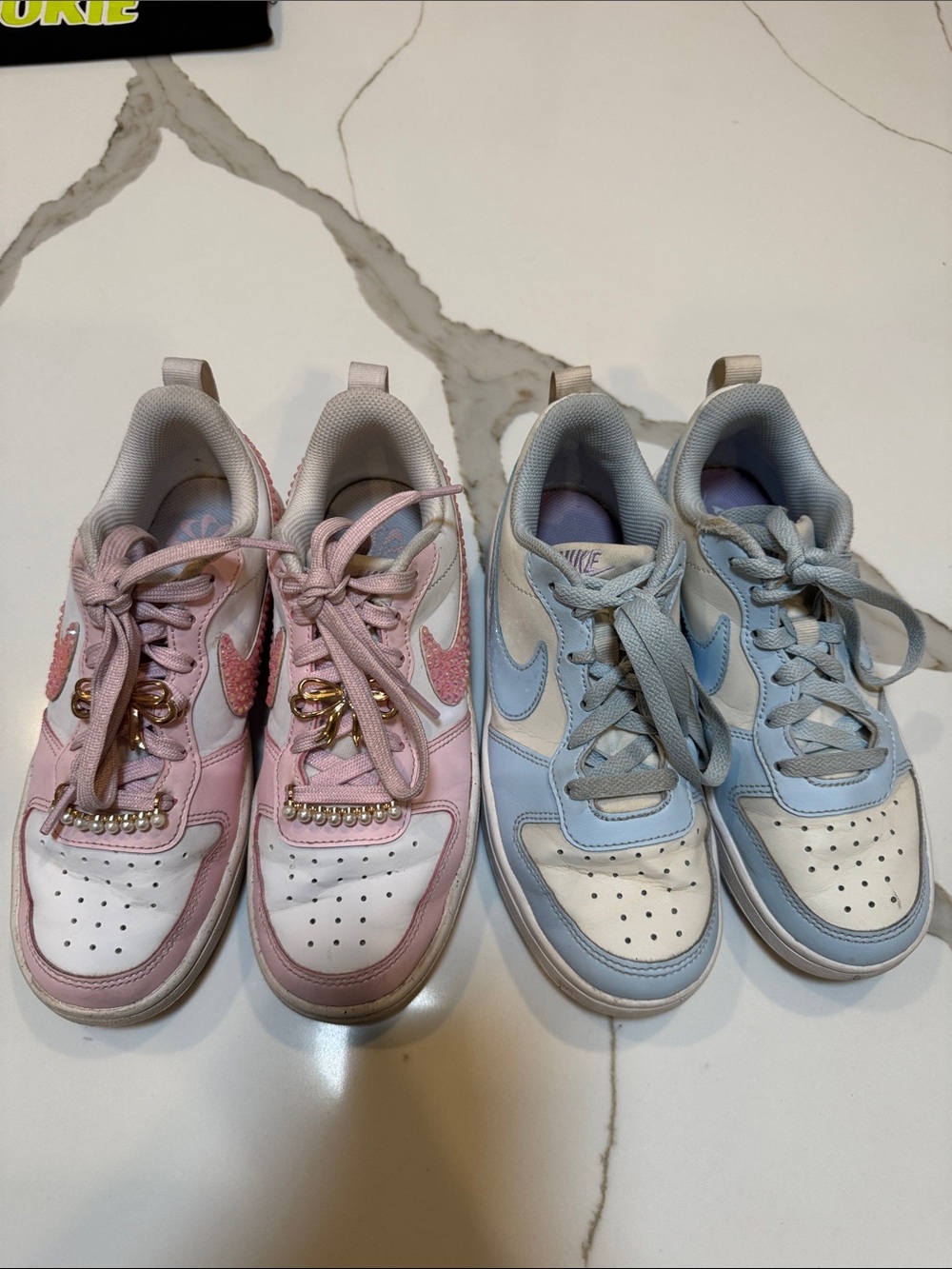 Nike Kids Low-Top Sneakers bundle in Pink and Light Blue 3.5